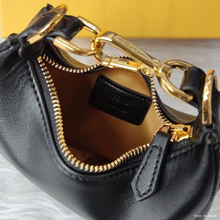 Cheap HOT Black Leather Fendigraphy Fendi Nano Bag In Calf Hobo 0729
